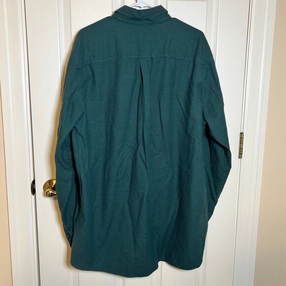 L.L. Bean Wicked Good Flannel Shirt Green and Navy Houndstooth Extra Large Tall - Picture 2 of 3